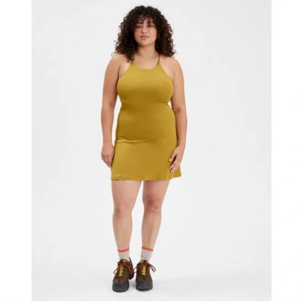 SOLD Girlfriend Collective Naomi Workout Dress Women Mustard Yellow Athleisure